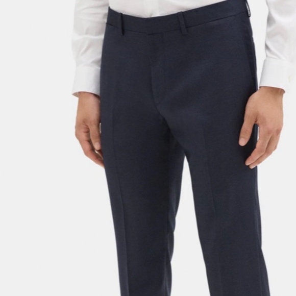Theory Navy Blue Wool Trouser Pants Men Dress Pant Straight Slim Marlo Eclipse - Picture 4 of 12